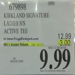 Kirkland Signature Ladies Short Sleeve Active Tee | Costco Sale Price