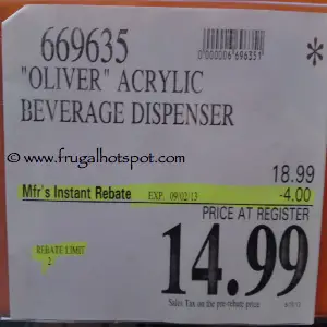 Oliver Acrylic Beverage Dispenser | Costco Sale Price