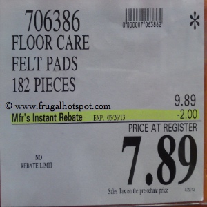 Floor-Care Felt Pads 182 Pieces Costco Price