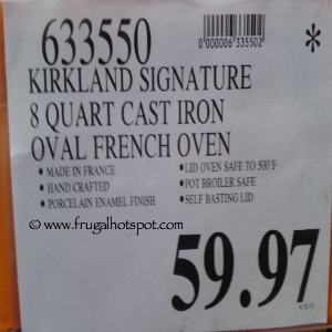 Kirkland Signature 8 Quart Enameled Cast Iron Oval French oven Costco Price