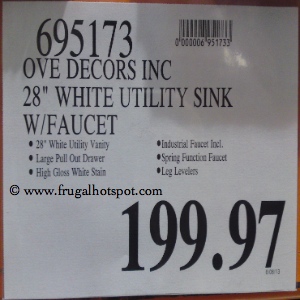 Ove Decors Inc 28 White Utility Sink With Faucet Costco Price
