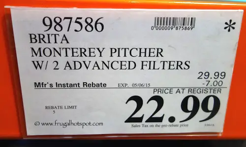 Brita Monterey Pitcher with 2 Filters Costco Price