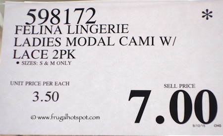 Felina Lingerie Lace & Modal Camisole 2-Pack Costco Price