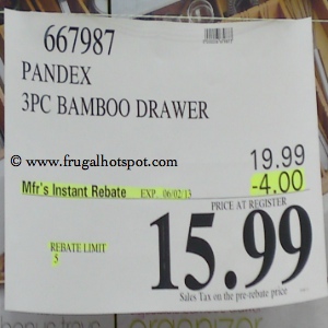 Pandex 3 Piece Bamboo Drawer Organizer Costco Price