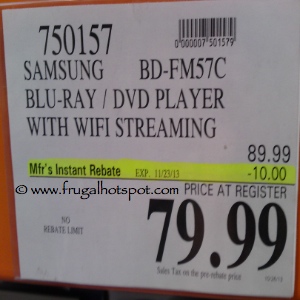 Samsung BDFM57C Blu-ray DVD Player Costco Price