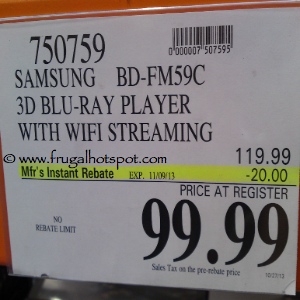 Samsung BDFM59C 3D BluRay Player Costco Price