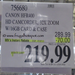 Canon vixia HFR400 HD Camcorder Costco Price