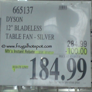 Dyson Air Multiplier Bladeless 12" Table Fan Costco Price