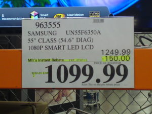 Samsung 55" Smart LED LCD HDTV UN55F6350A Costco Price