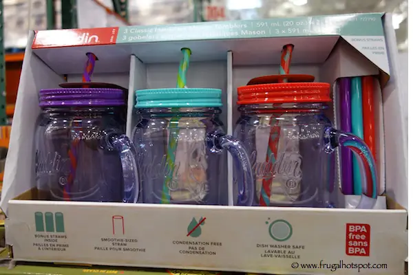 Aladdin 3 Pack 20 oz Mason Jar Tumblers with Straws Costco