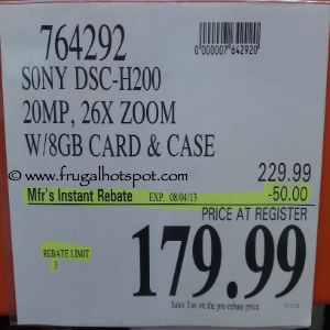 Sony DSC-H200 Digital Camera Costco Price