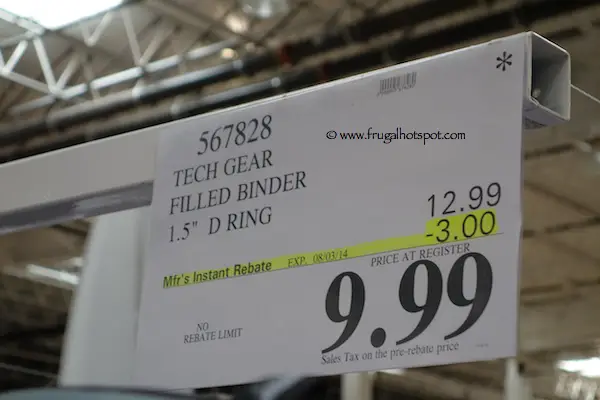 Tech Gear Mega Filled Binder 1.5" D-Ring Costco Price