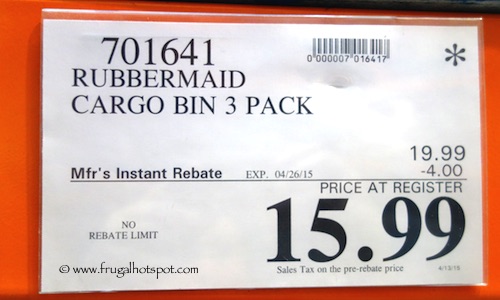 Rubbermaid Cargo Bin 3 Pack Costco Price