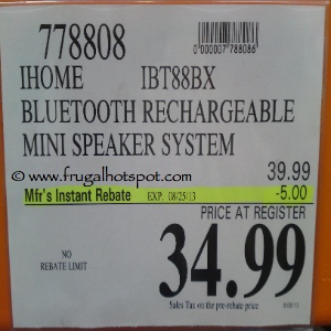 iHome Bluetooth Rechargeable Speaker Costco Price