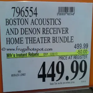 Boston Acoustics and Denon Receiver Home Theatre Bundle Costco Price