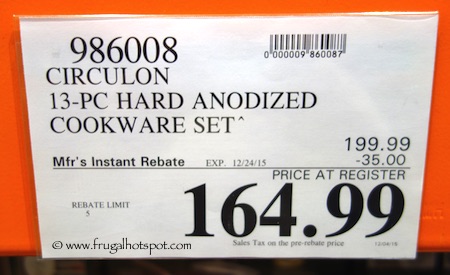 Circulon Hard-Anodized Cookware 13-Piece Cookware Set Costco Price