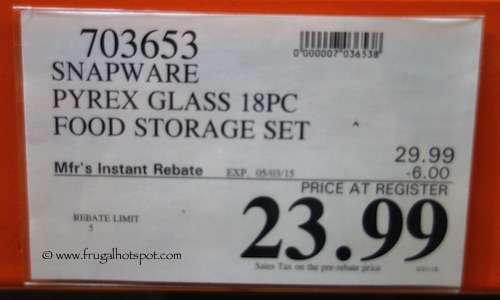 Snapware Pyrex Glass 18 Piece Food Storage Set Costco Price