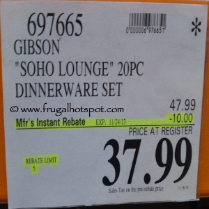 Gisbon Soho Lounge 20 Piece Dinnerware Set Costco Price