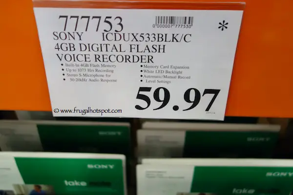 Sony 4GB Digital Flash Voice Recorder Take Note Costco Price