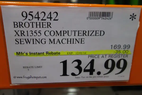 Brother XR1355 Computerized Sewing & Quilting Machine Costco Price