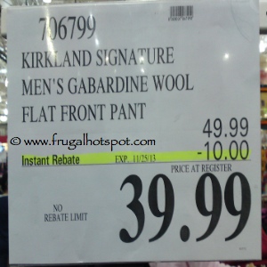 Kirkland Signature Men's Gabardine Wool Pant Costco Price