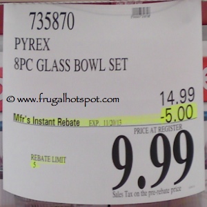 Pyrex 8 Piece Glass Mixing Bowl Set Costco Price
