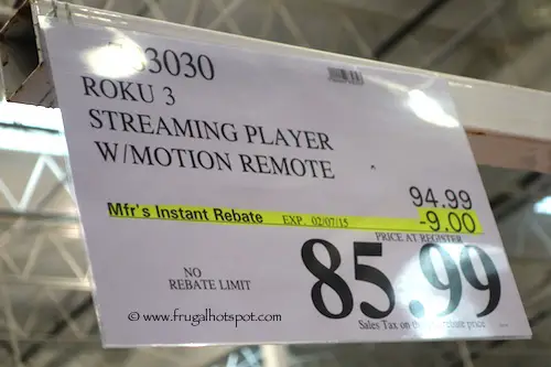 Roku 3 Streaming Player with Motion Remote Costco Price