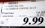 Starbucks Via Instant Coffee Columbia Roast 26 ct Costco Sale Price