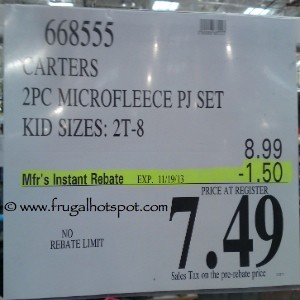 Carters 2 Piece Microfleece PJ Set Costco Price