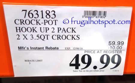 Crock-Pot Hook Up/ Two 3.5 Quart Hook Up Units Costco Price | frugal Hotspot