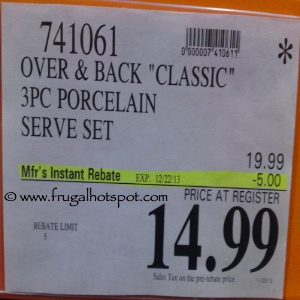 Over And Back 3 Piece Porcelain Serve Set Costco Price