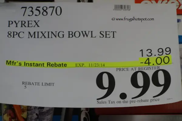 Pyrex 8 Piece Mixing Bowl Costco Price