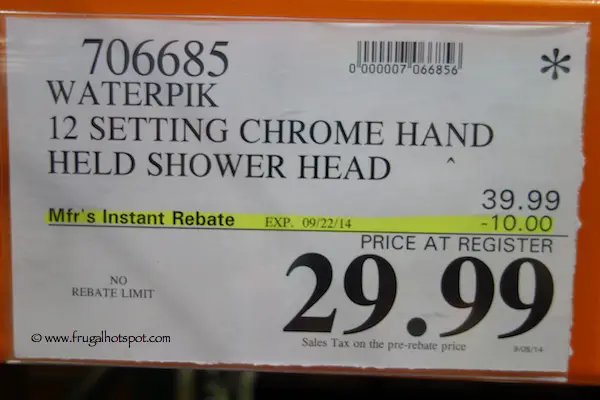 Waterpik 12 Setting Chrome Hand Held Shower Head Costco Price