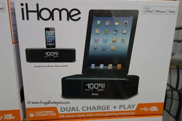 iHome Dual Charge + Play FM Stereo Clock Radio Costco