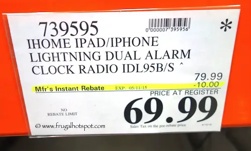 iHome Dual Charge + Play FM Stereo Clock Radio (iDL95) Costco Price