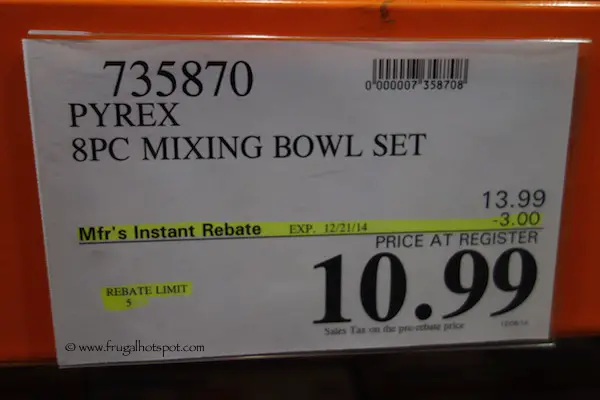 Pyrex Mixing Bowls 8-Piece Set Costco Price