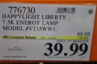 HappyLight Liberty Energy lamp Costco Price