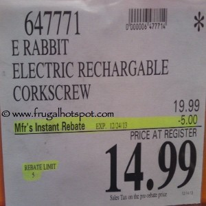Metrokane Electric Rabbit Corkscrew with Built-in Foil Cutter Costco Price