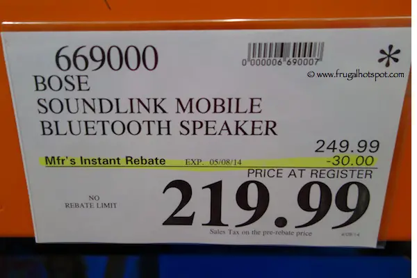 Bose SoundLink Mobile Bluetooth Speaker Costco Price