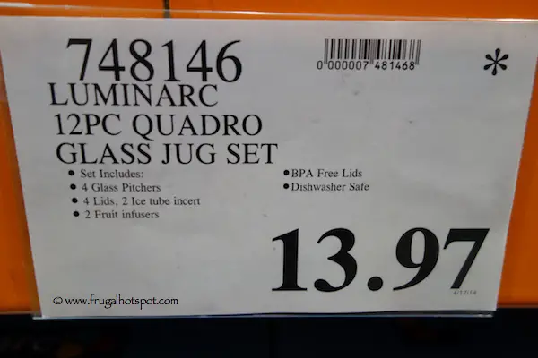 Luminarc 12 Piece Quadro Glass Jug Set Costco Price