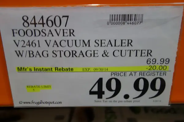Foodsaver V2461Vacuum Sealer with Bag Storage & Cutter Costco Price