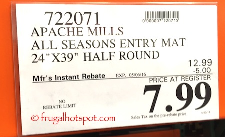 Apache Mills All Seasons Entry Mat Half Round Costco Price | Frugal Hotspot