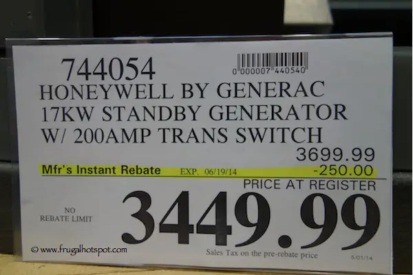 Honeywell Generac 17KW Standby Generator Costco Price