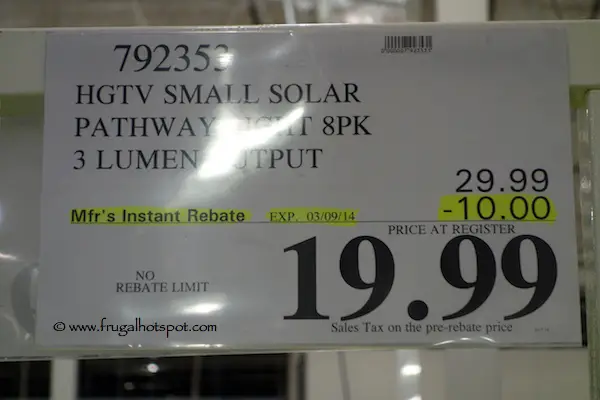 HGTV Home Solar Pathway Lights 8 Piece Costco Price
