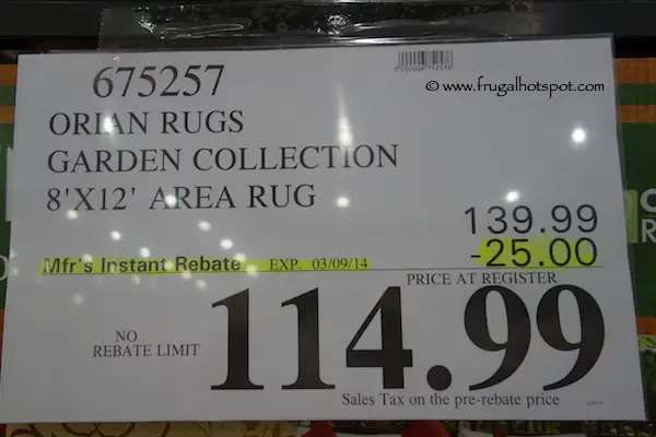 Orian Rugs Garden Collection 8' x 12' Indoor/ Outdoor Area Rug Costco Price