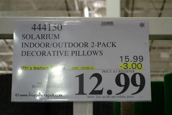 Solarium Indoor Outdoor Pillow 2 Pack Costco Price