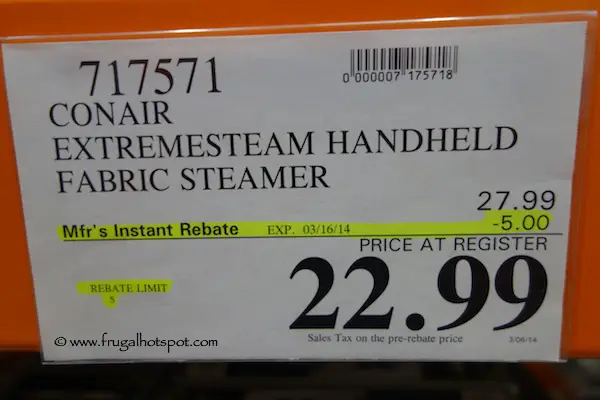 Conair ExtremeSteam Handheld Fabric Steamer Costco Price
