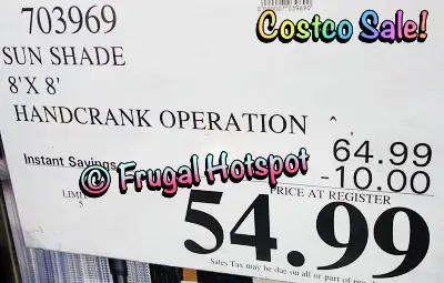 Outdoor Sun Shade 8'x8' | Costco Sale Price