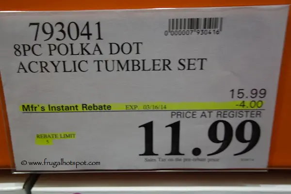 8 Piece Polka Dot Acrylic Tumbler Set Costco Price