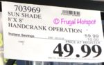 Costco Sale Price: Exterior Sun Shade 8'x8' Costco Sale Price: Exterior Sun Shade 8'x8'